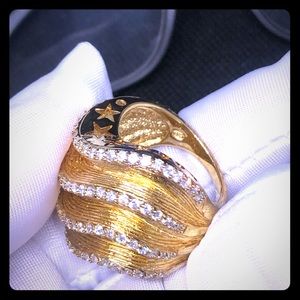 “NEW WAVES & STARS RING”-925 SOLID STERLING SILVER